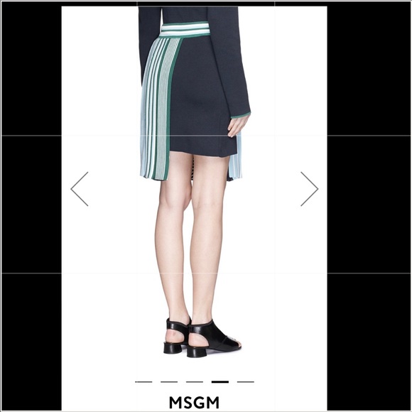 MSGM- Asymmetric Pleat Stripe Cotton Knit Skirt - Picture 8 of 13